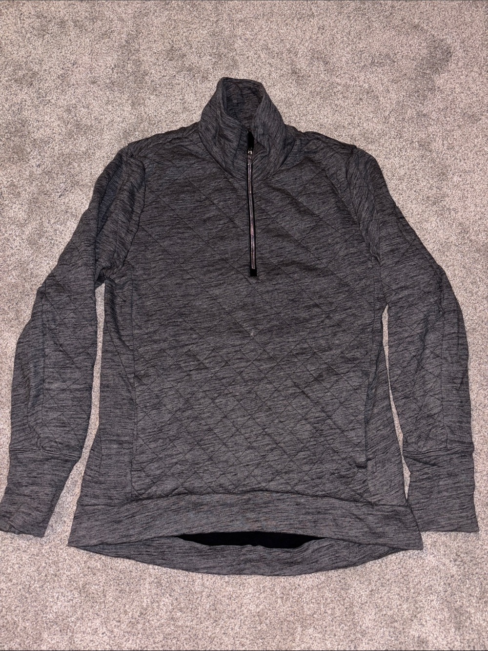 Lulu Lemon Quilted Half-Zip Pullover Sweater - Charcoal Gray